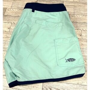 AFTCO AMERICAN FISHING  TACKLE CO Mens Aqua Navy Blue Board Fishing Shorts‎ 34